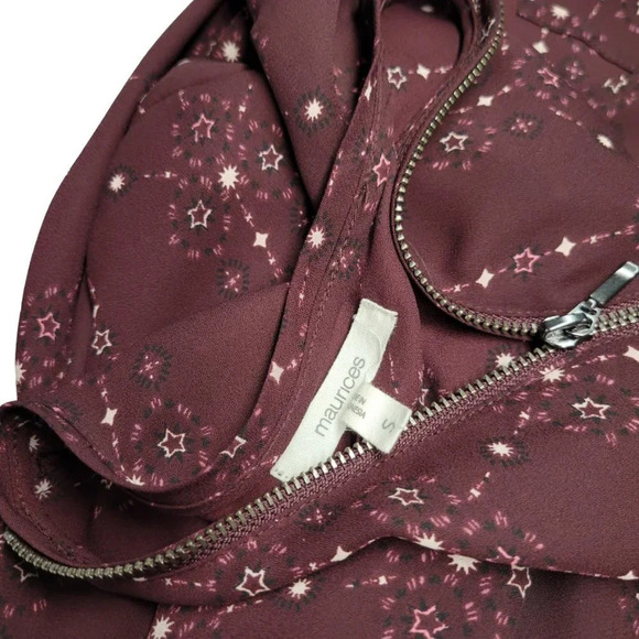 Maurices Zip Front Roll Sleeve Top - Picture 3 of 4